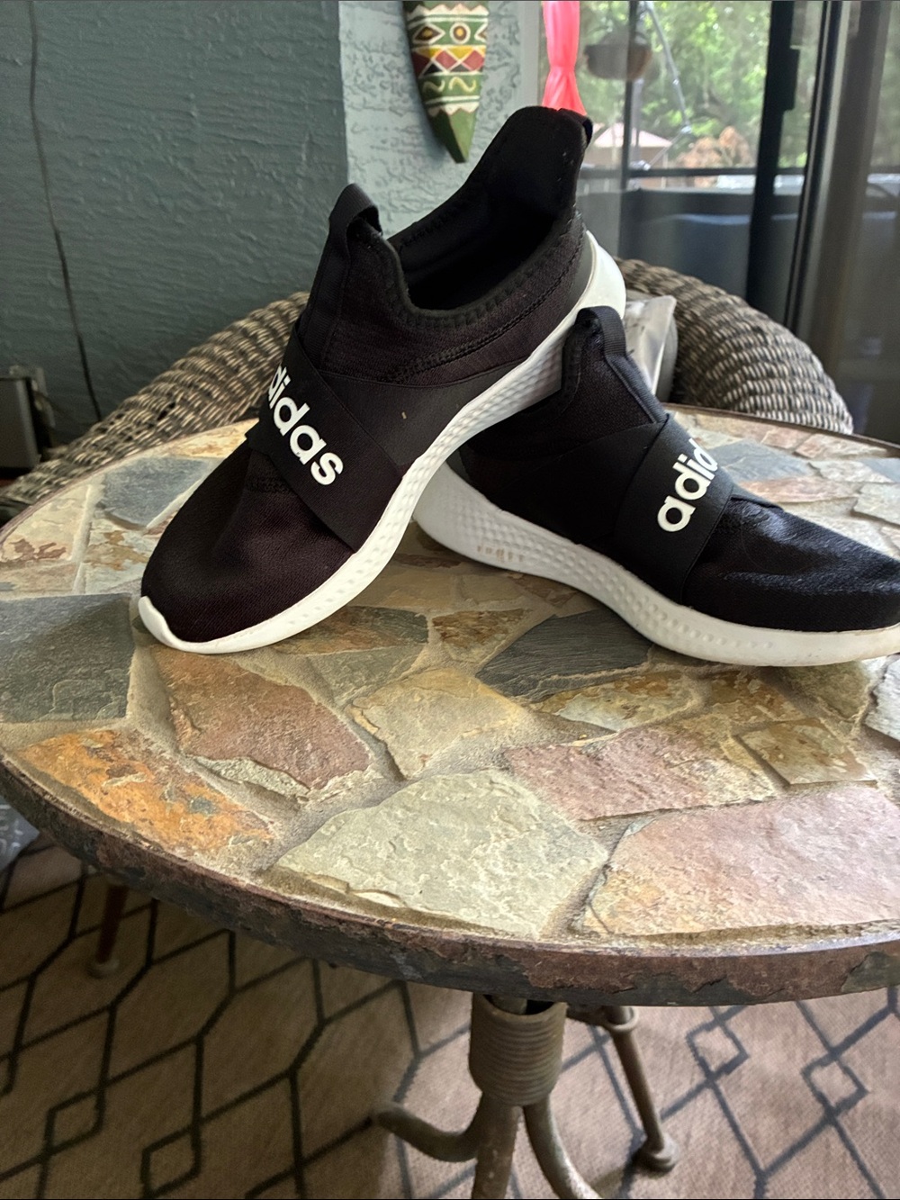 Women’s Adidas Size 9 Black Slip-On Sneakers with White Midsole